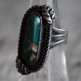 Vintage Sterling Turquoise Feather Ring 6.75