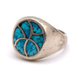 Vintage Sterling Crushed Turquoise Inlay Ring 9