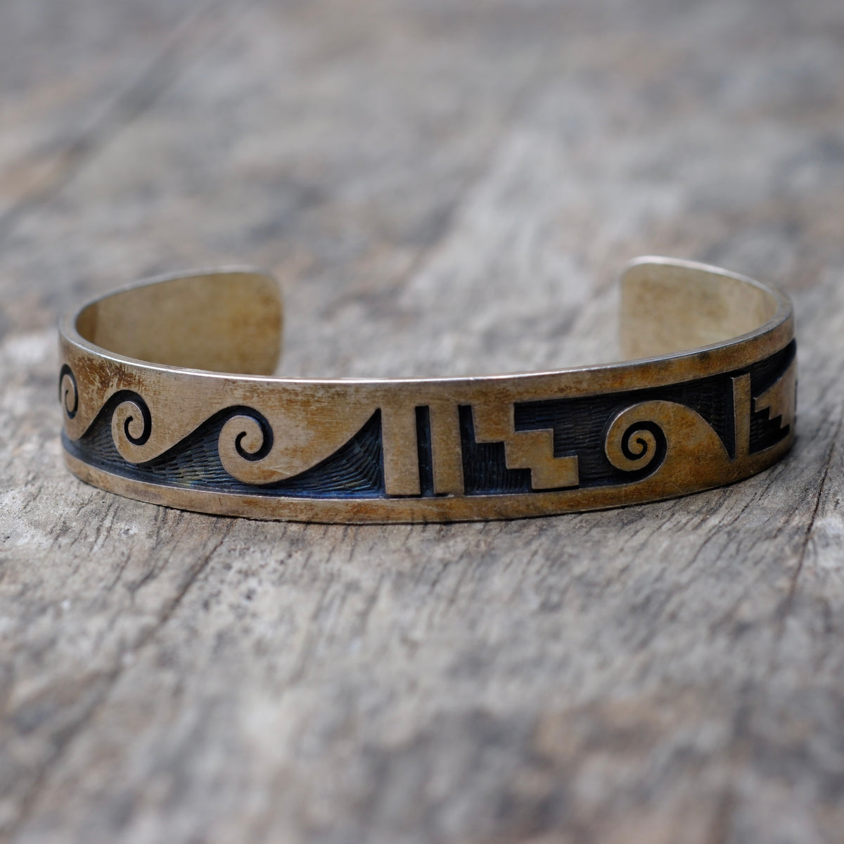 Vintage Sterling Silver Stamped Cuff Bracelet