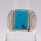 Vintage Sterling Turquoise Stamped Band Ring 8.5