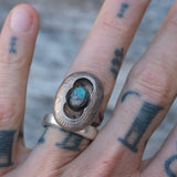Vintage Sterling Turquoise Shadowbox Ring 8.75