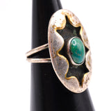 Vintage Sterling Turquoise Shadowbox Ring 4.75