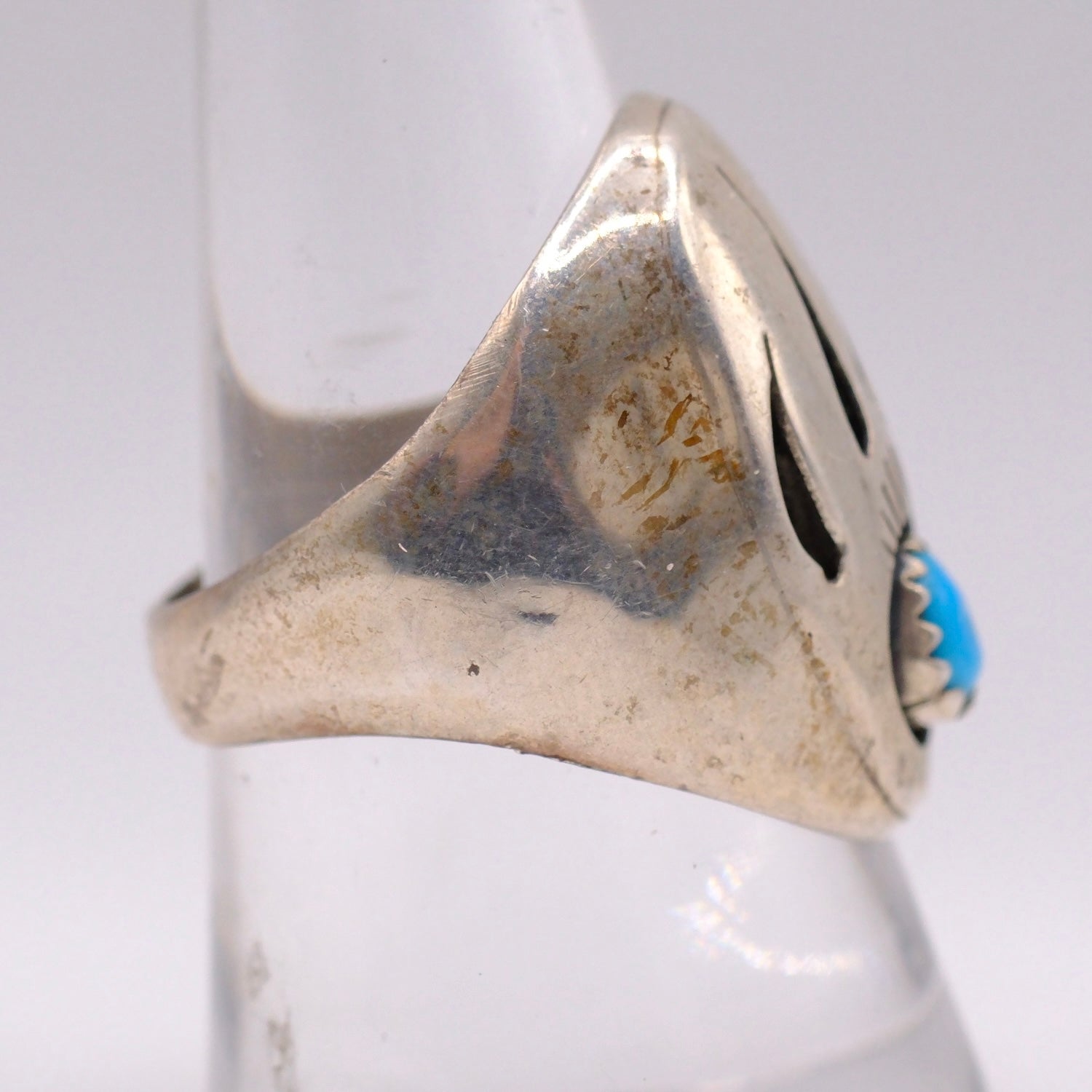 Vintage Sterling Turquoise Bear Paw Ring 9