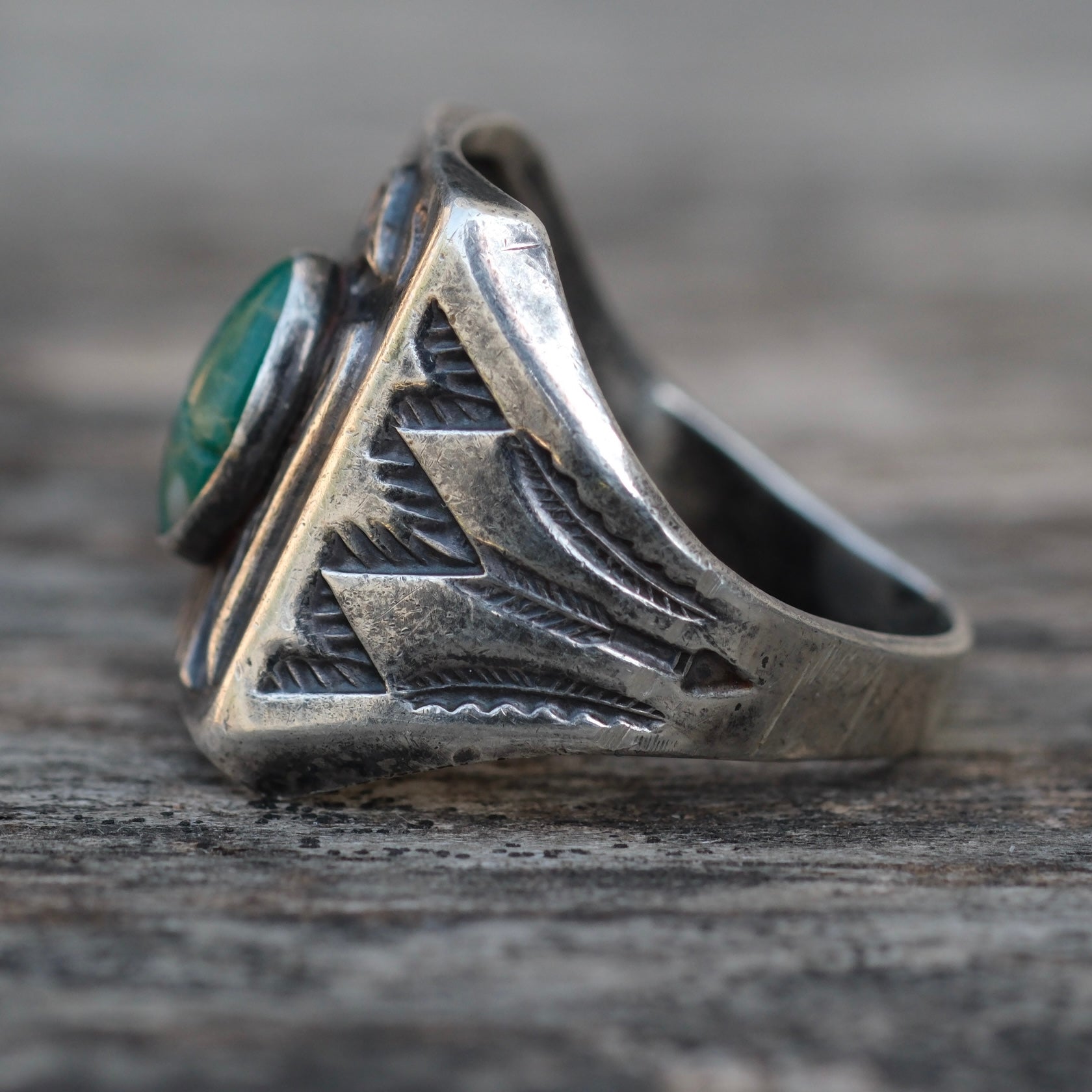 Vintage Sterling Bells Trading Post Turquoise Thunderbird Ring 10
