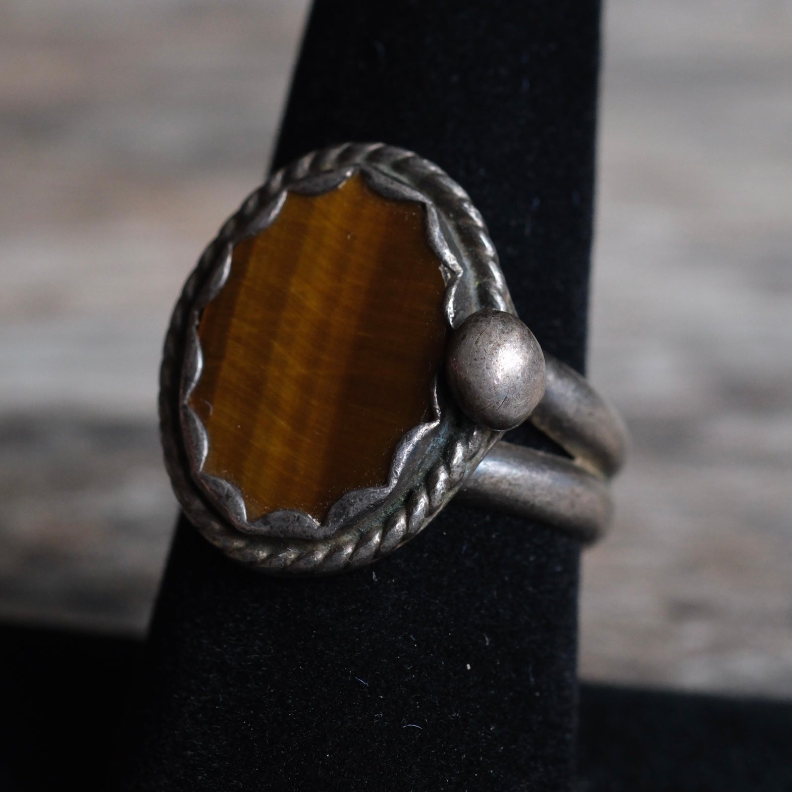 Vintage Sterling Tigers Eye Ring 8.25