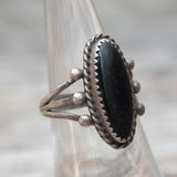 Vintage Sterling Onyx Ring 6.5