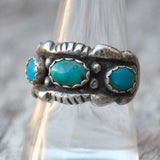 Vintage Sterling 3-Stone Turquoise Ring 9.5