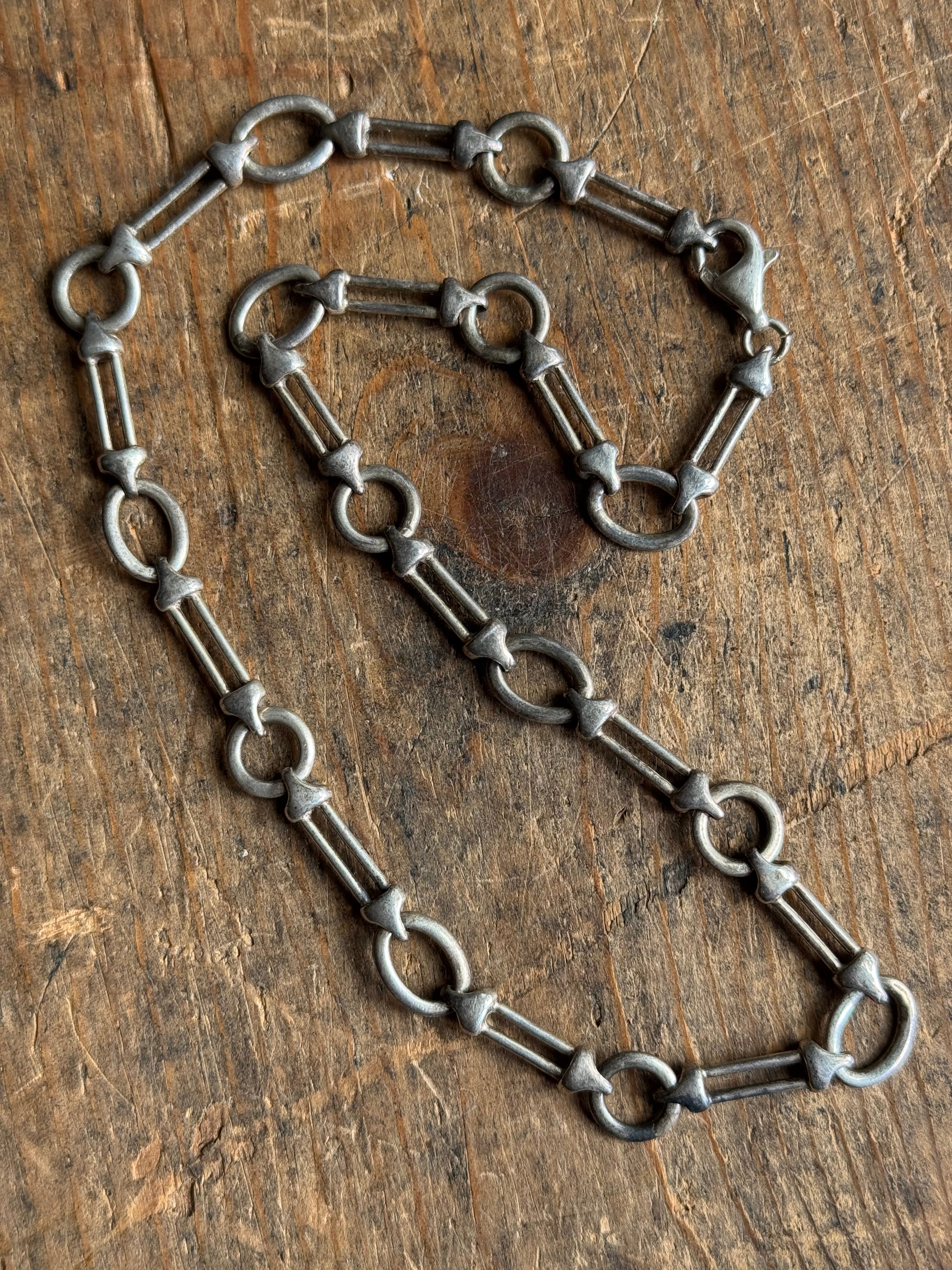 Vintage Sterling Silver 16” Modernist Geometric Chain