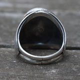 Vintage Sterling Turquoise Ribbed Band Ring 9.5