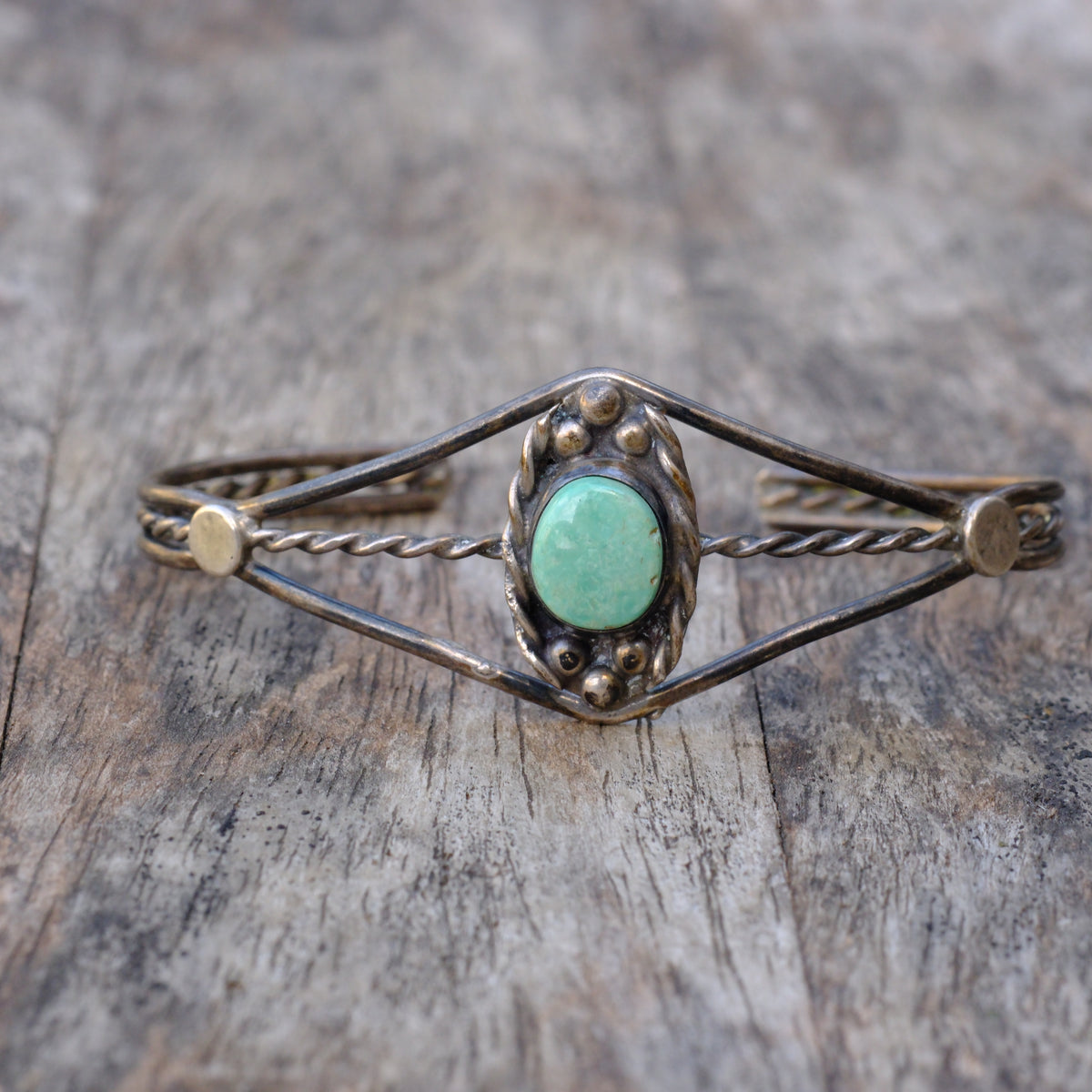 Cuff Vintage Sterling Turquoise Rope Cuff Bracelet