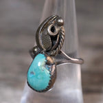 Vintage Sterling Turquoise Feather Ring 7