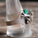 Vintage Sterling Malachite Frog Ring 11