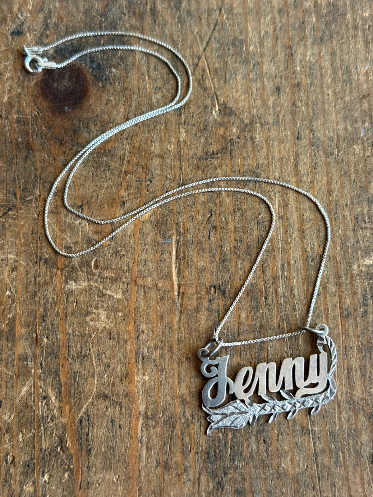 Vintage Sterling Silver ‘Jenny” Nameplate Necklace