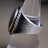 Vintage Sterling Mother Of Pearl Stamped Band Ring 8