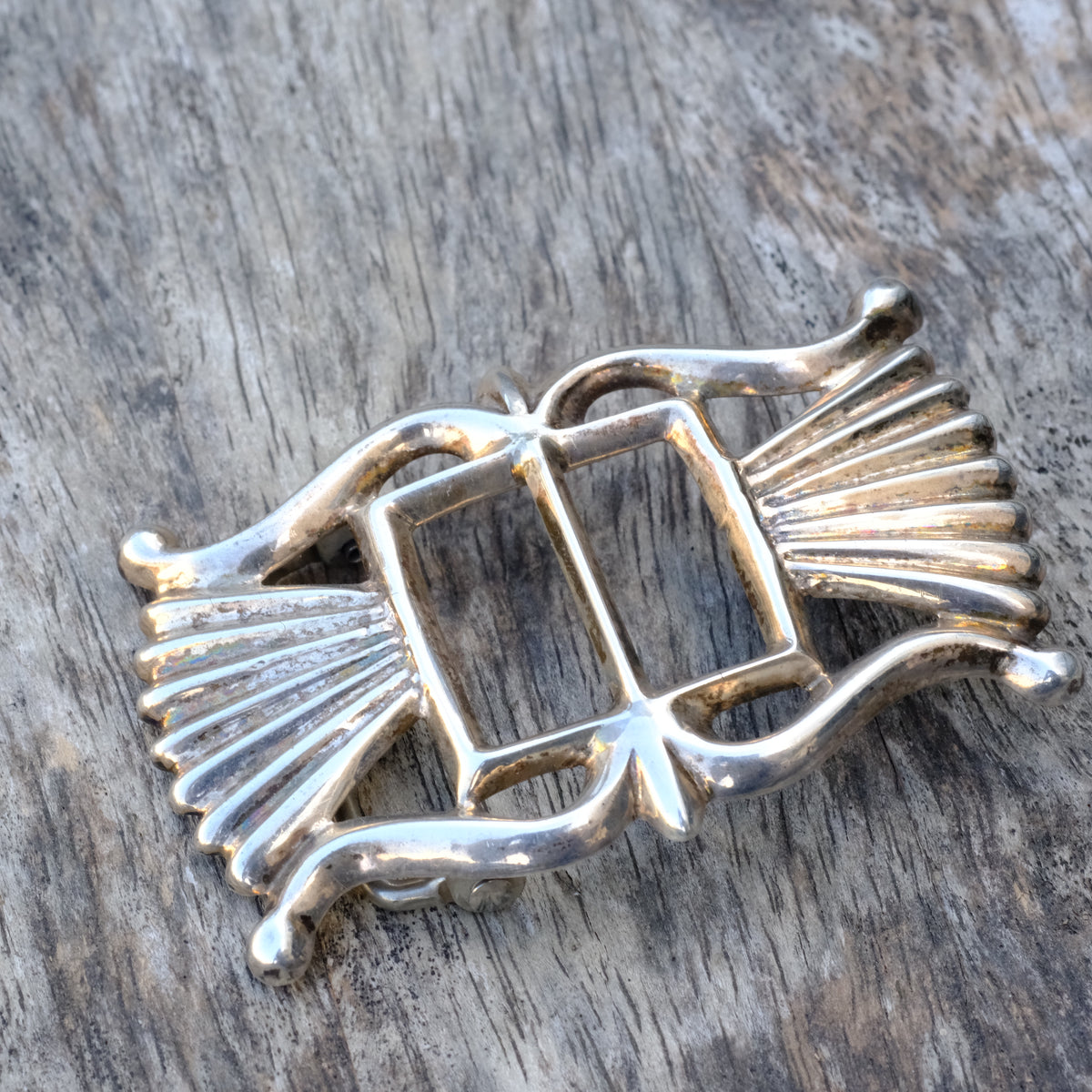 Vintage Sterling Silver Sandcast Belt Buckle