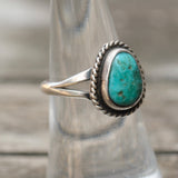 Vintage Sterling Turquoise Roper Ring 7