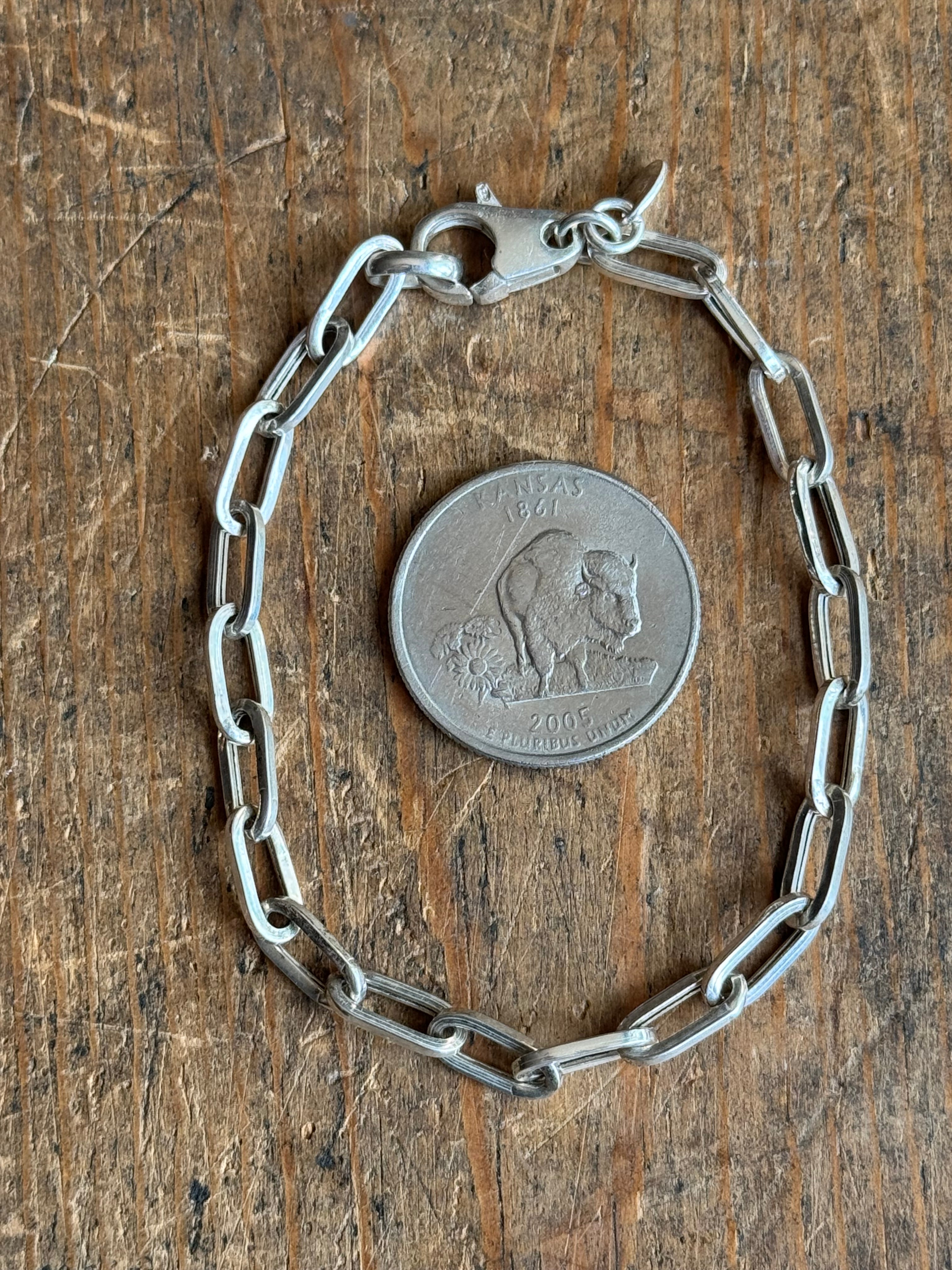 Vintage Sterling Silver 7.5” Oval Cable Link Chain Bracelet