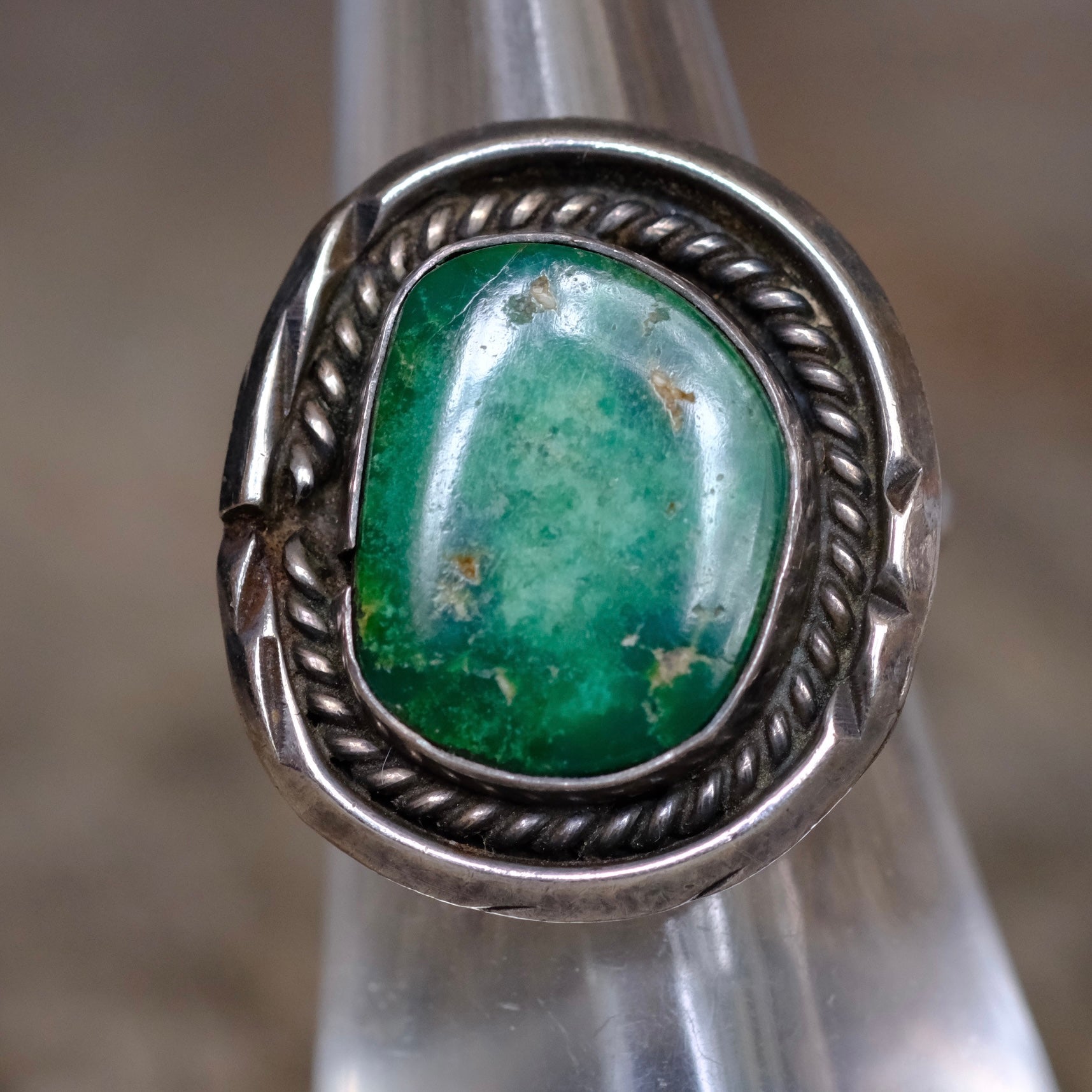 Vintage Sterling Turquoise Roper Ring 6