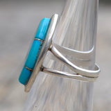 Vintage Sterling Turquoise Inlay Ring 3.75