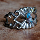 Vintage Sterling Turquoise Sandcast Cuff Bracelet