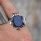 Vintage Sterling Lapis Signet Ring 7