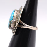 Vintage Sterling Turquoise Roper Ring 7