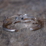 Vintage Sterling Lapis Sandcast Cuff Bracelet 6"