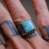 Vintage Sterling Larimar Signet Ring 8.25