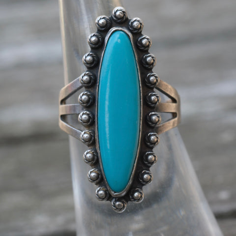 Vintage Sterling Turquoise Ring 5.25