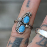 Vintage Sterling 2-Stone Sodalite Feather Ring 4.5