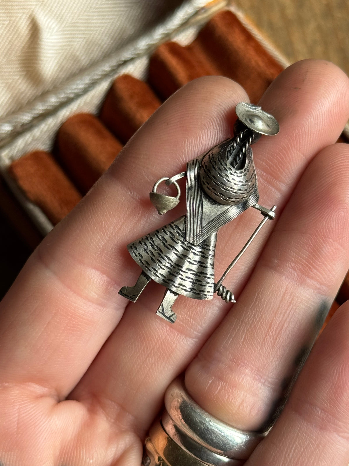 Vintage Sterling Silver Water Bearer Pin