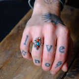Vintage Sterling Turquoise and Coral Ring 5
