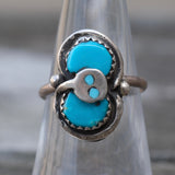 Vintage Sterling Effie Turquoise Snake Ring 6.75
