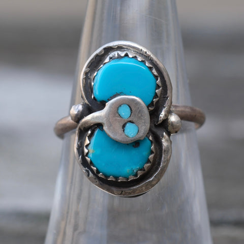 Vintage Sterling Effie Turquoise Snake Ring 6.75