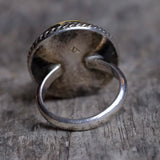 Vintage Sterling Jasper Roper Ring 8.75