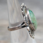 Vintage Sterling Turquoise Roper Ring 4.25