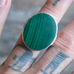 Vintage Sterling Malachite Ring 6.75