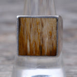 Vintage Sterling Wood Inlay Ring 9.5