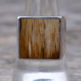 Vintage Sterling Wood Inlay Ring 9.5