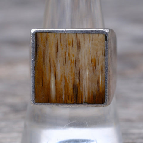 Vintage Sterling Wood Inlay Ring 9.5