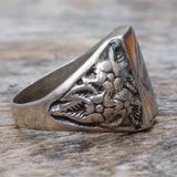 Vintage Sterling Mother Of Pearl and Spiny Oyster Inlay Floral Ring 9.5