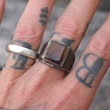 Vintage Sterling Agate Signet Ring 11
