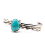Vintage Sterling Turquoise Cuff Bracelet 7"