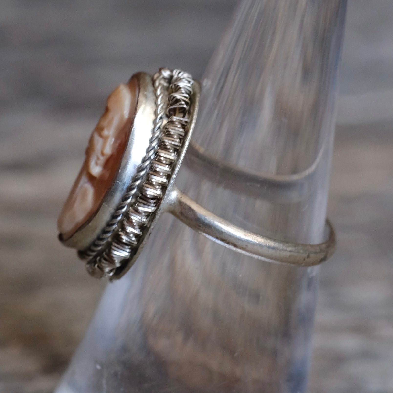 Vintage Sterling Carved Cameo Ring 7