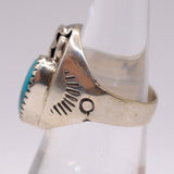 Vintage Sterling Turquoise Feather Ring 7