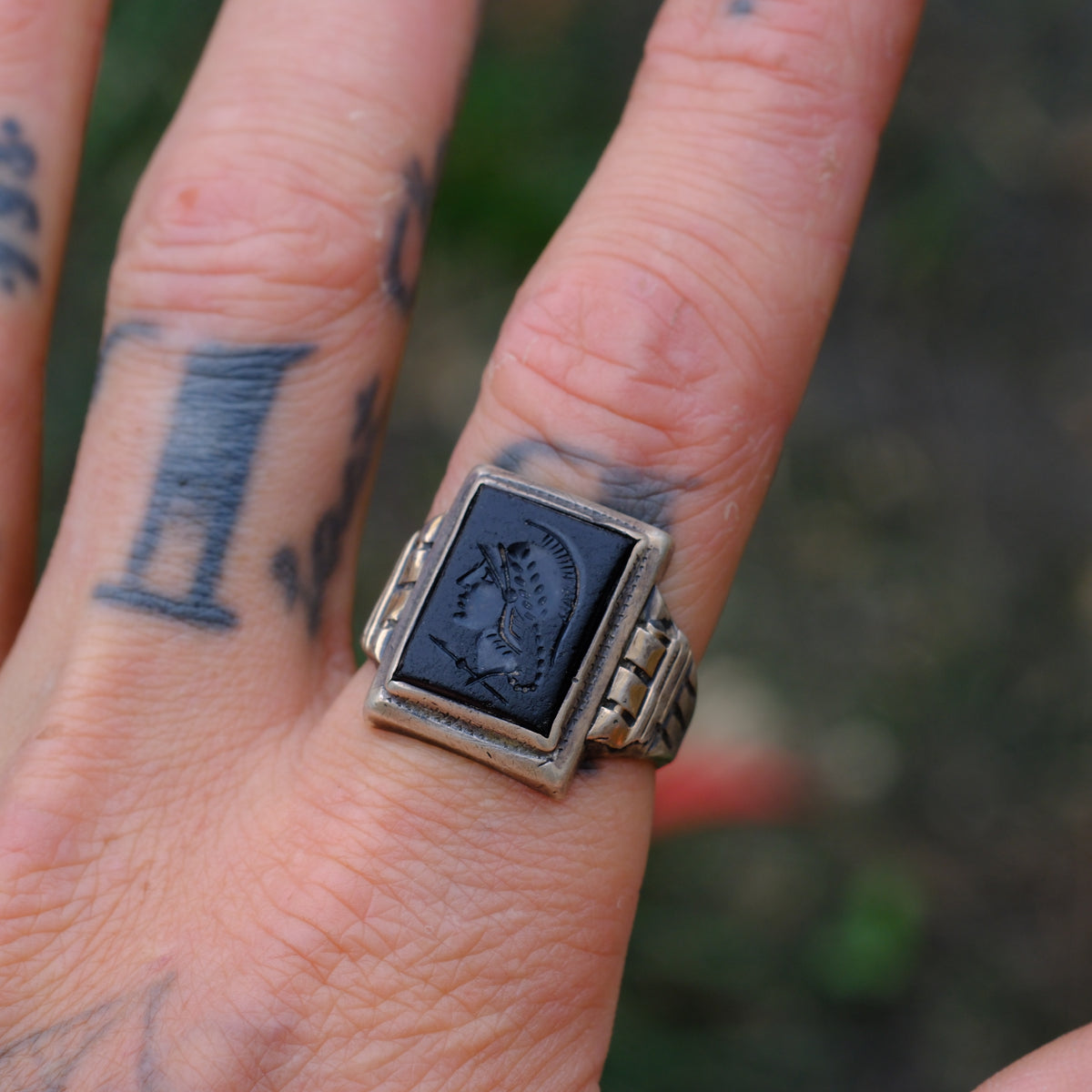 Vintage Sterling Centurion Signet Ring 11
