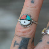 Vintage Sterling Zuni Sunface Roper Ring 4.25