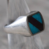 Vintage Sterling Inlay Signet Ring 6.75