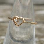 Vintage 14K Gold Diamond Heart Ring 6.25