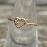 Vintage 14K Gold Diamond Heart Ring 6.25